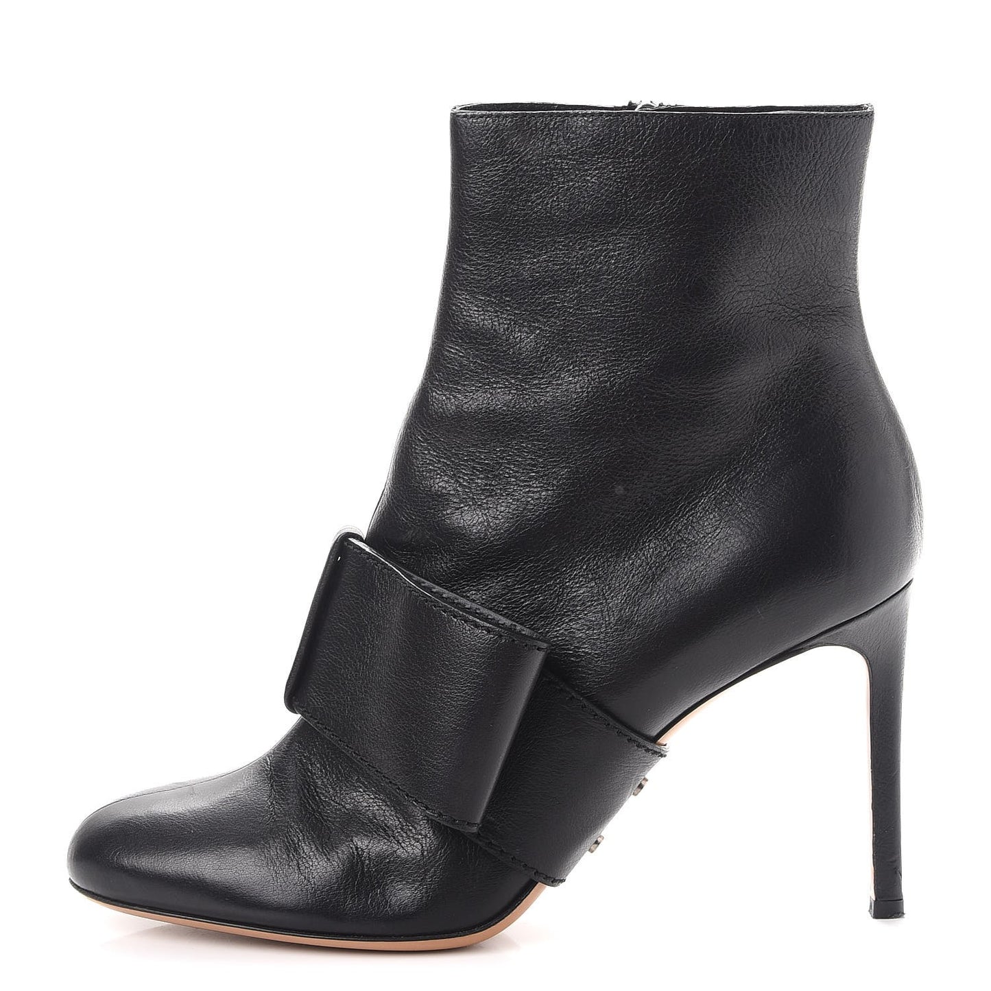 Calfskin Bow Ankle Boots 40.5 Black