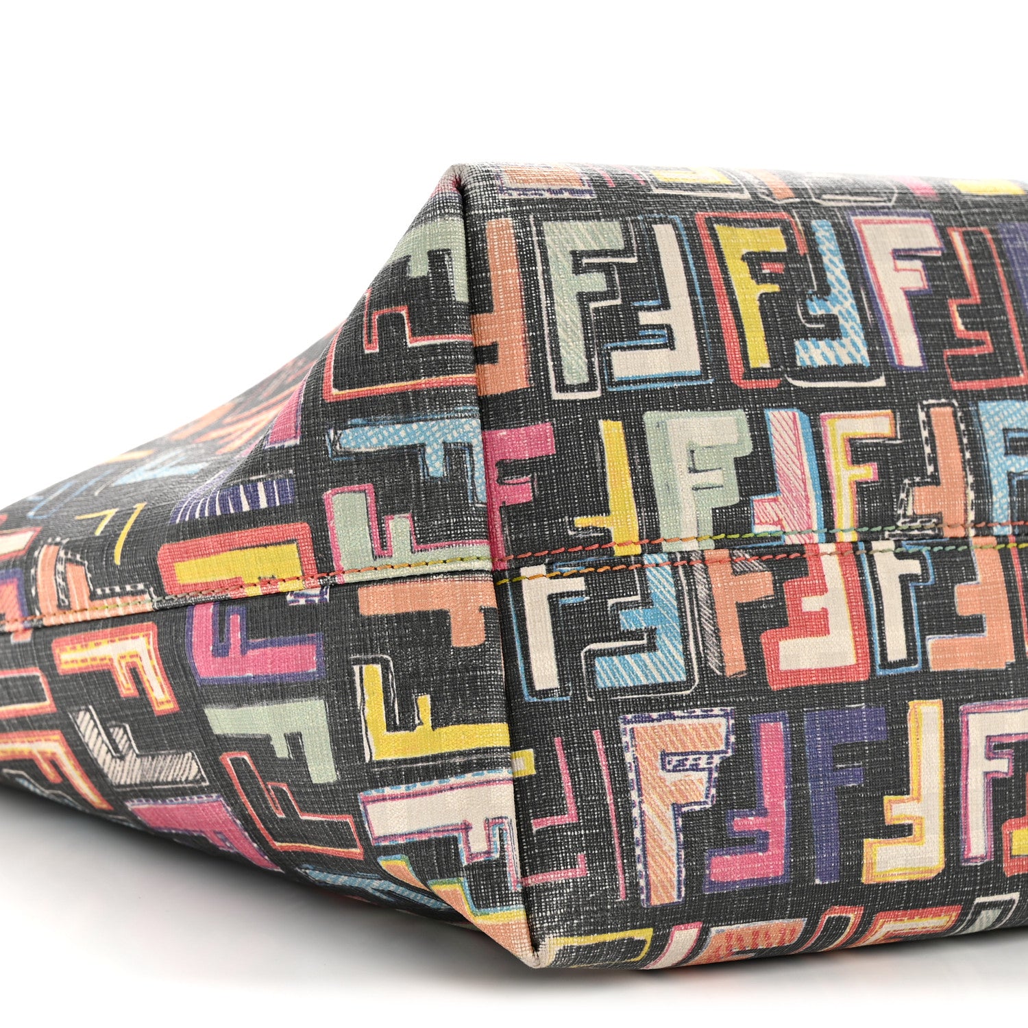 Fendi Zucca Spalmati Patent Zucchino Screen Print Medium Roll Tote Tobacco Multicolor Black 9 of 13