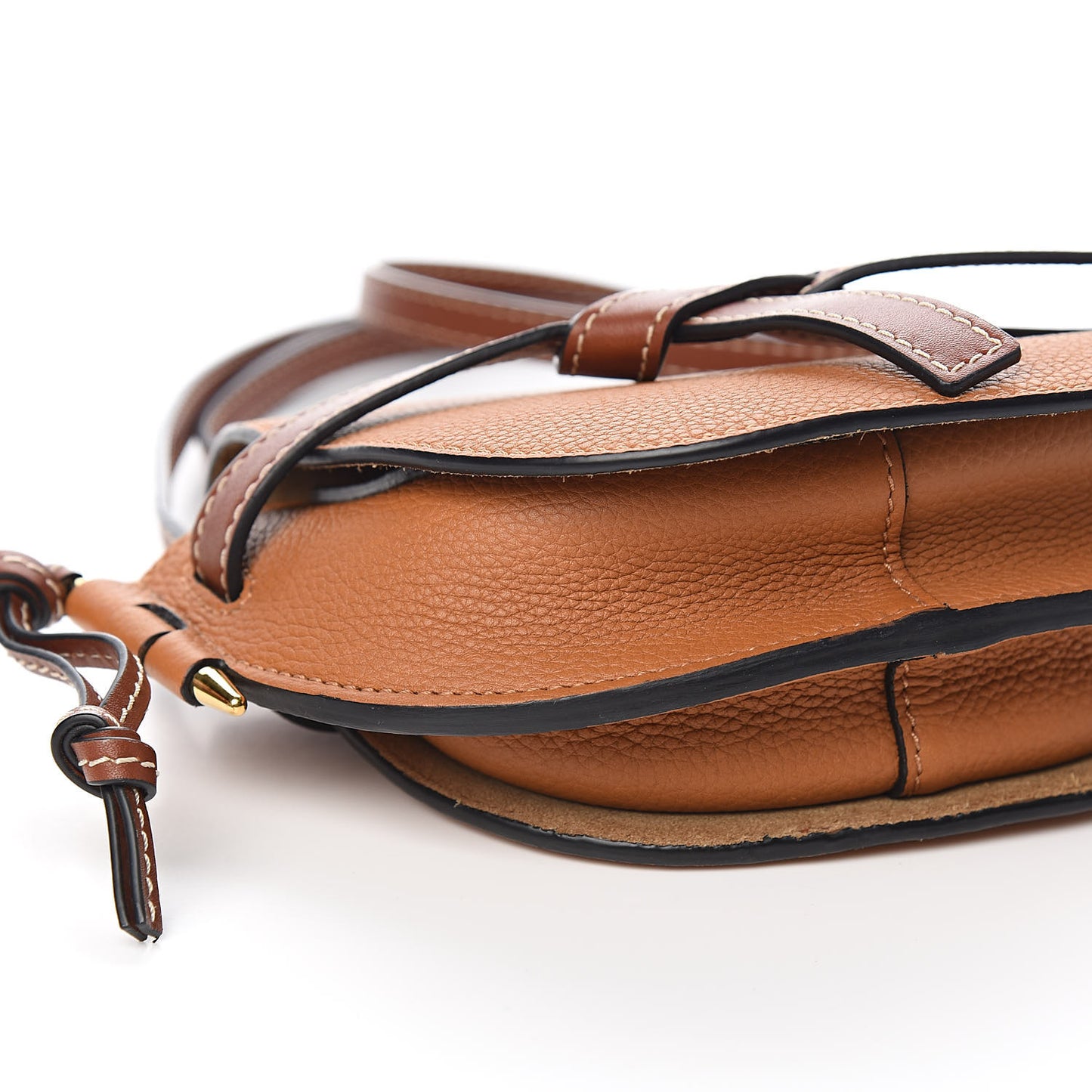 Grained Calfskin Mini Gate Crossbody Bag Caramel Pecan