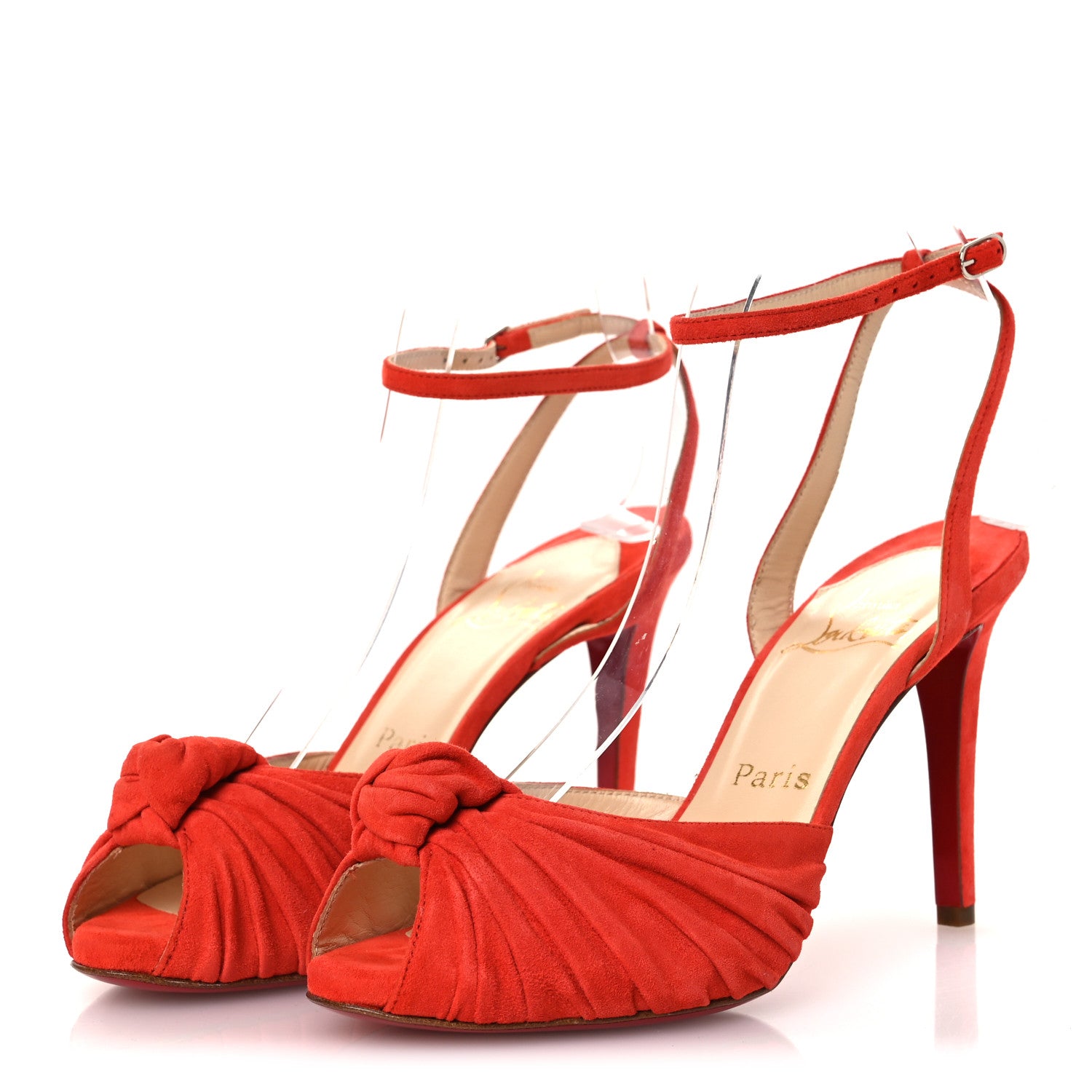 Christian Louboutin Veau Velours Greissimo 100 Sandals 37 Lipstick 4 of 12