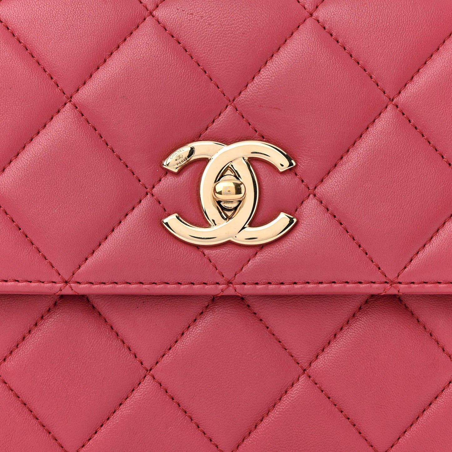 Lambskin Quilted Small Trendy CC Flap Dual Handle Bag Dark Pink
