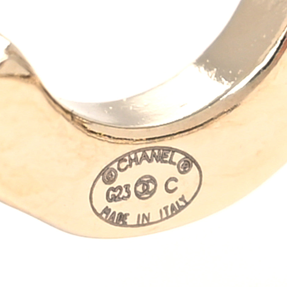 Chanel Crystal Pearl Coco Heart Chain Cuff Bracelet S Pink 4 of 5