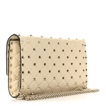 Valentino Garavani Nappa Rockstud Spike Wallet on Chain Light Ivory 3 of 10