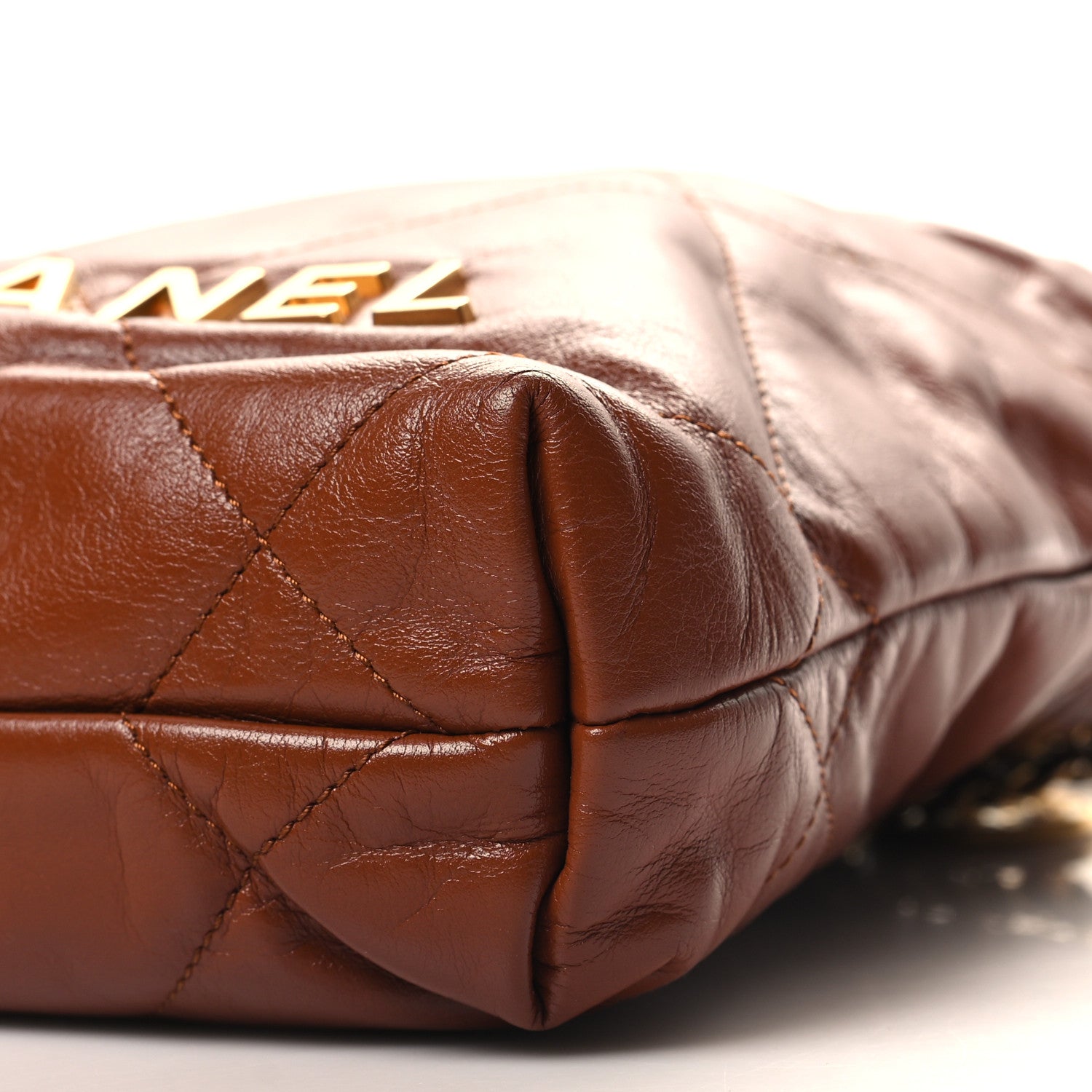 Chanel Shiny Calfskin Quilted Mini Chanel 22 Light Brown 10 of 11