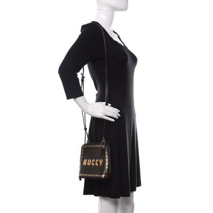 Gucci X SEGA Calfskin GUCCY Stars Mini Dome Shoulder Bag Black Gold 2 of 10