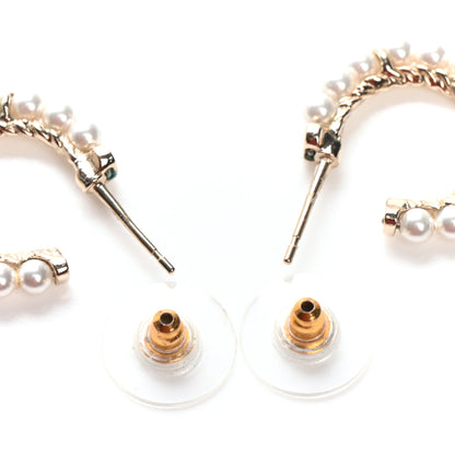 Chanel Pearl Charms CC Hoop Earrings Gold 3 of 4