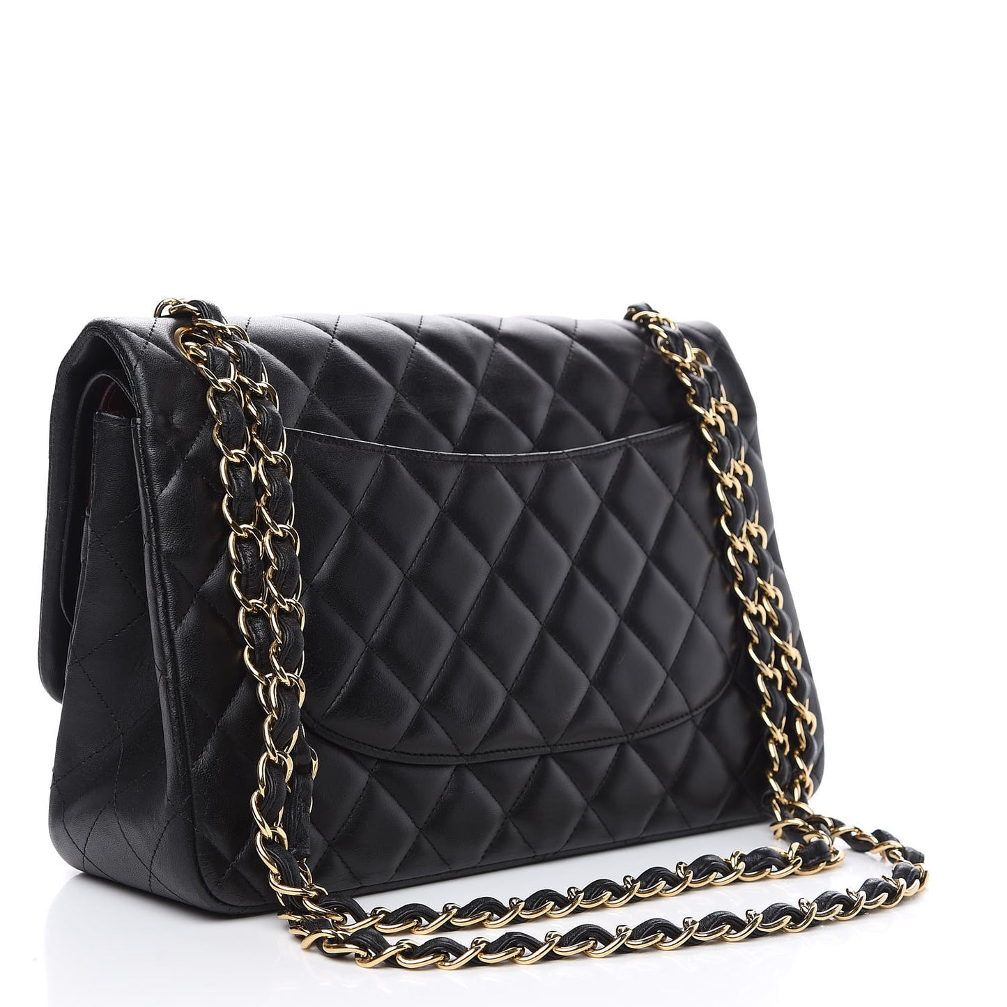 Lambskin Quilted Jumbo Double Flap Black