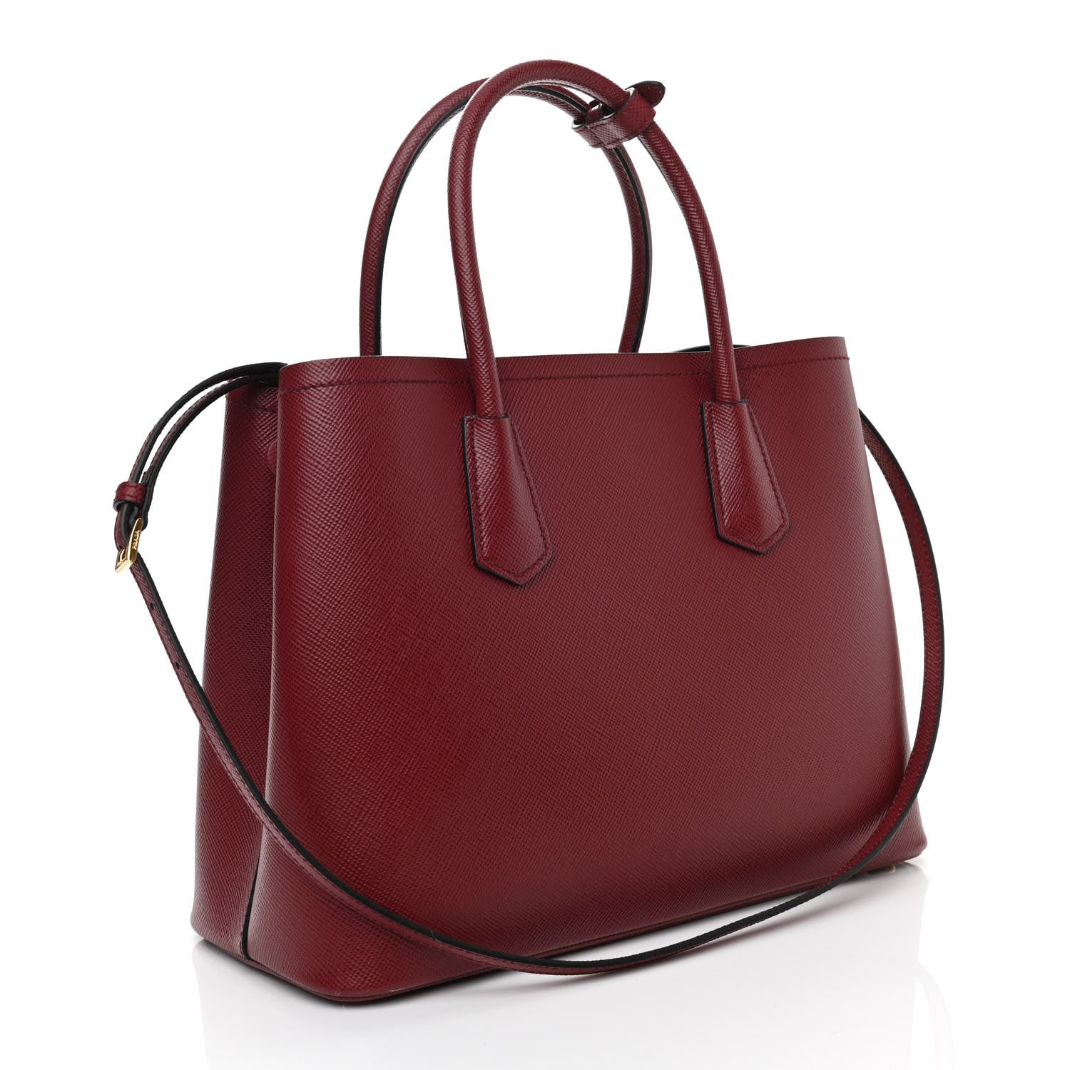 Prada Saffiano Cuir Medium Double Bag Cerise Black 3 of 11