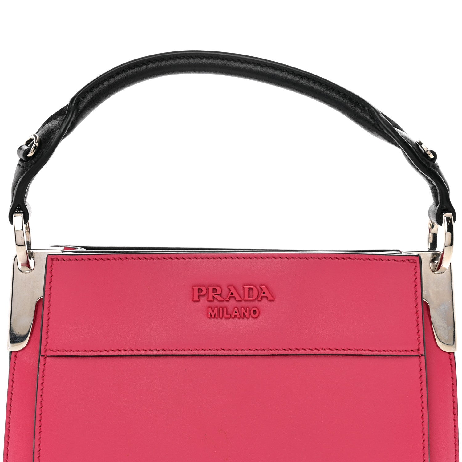 Prada City Calfskin Small Margit Bag Magenta Black 5 of 10