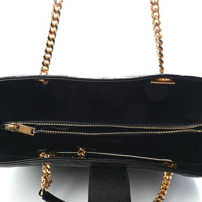 Saint Laurent Grain De Poudre Matelasse Chevron Monogram Shopping Bag Black 5 of 8