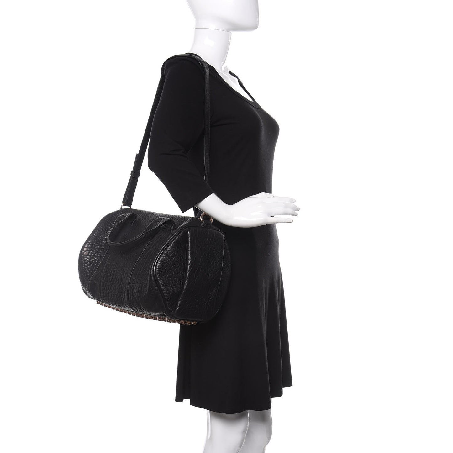 Pebbled Lambskin Rocco Black Rose Gold Hardware