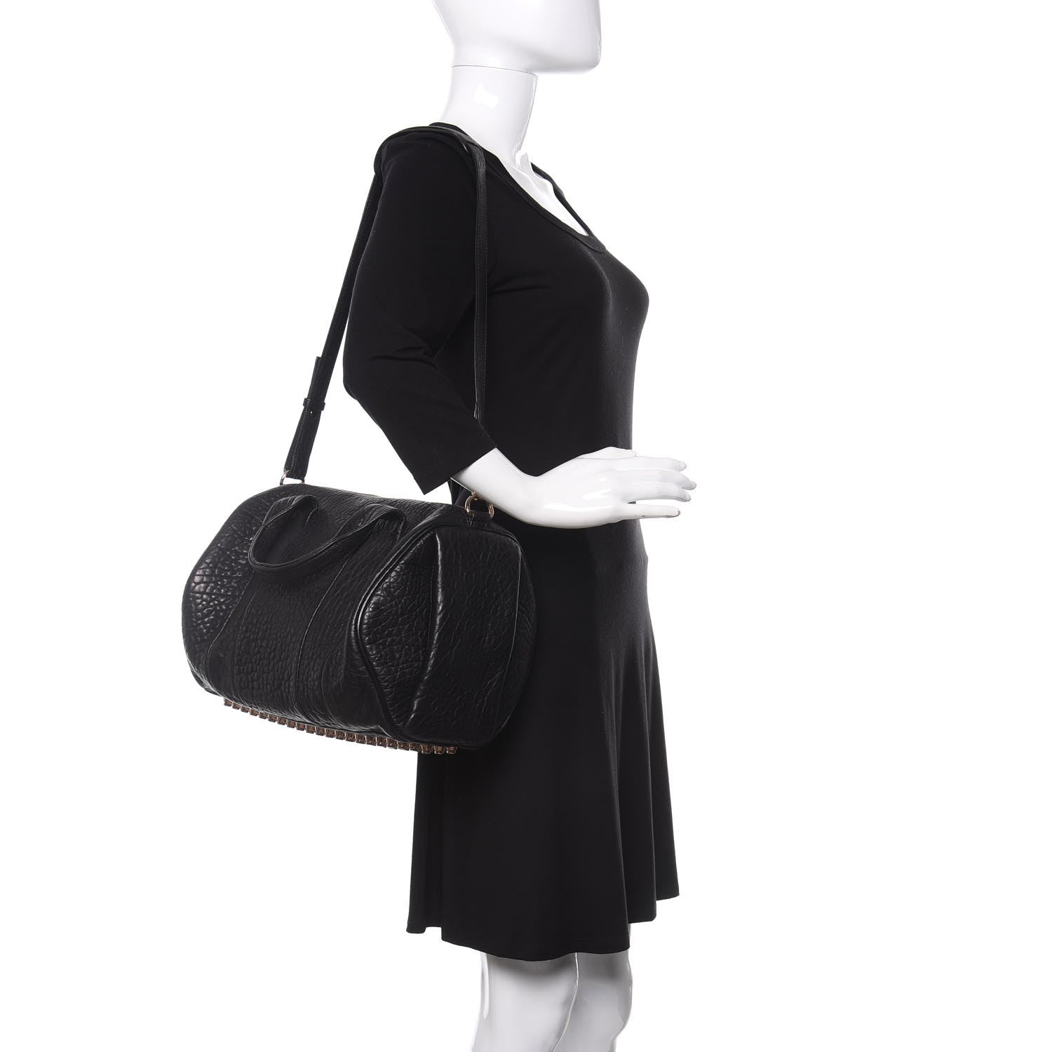 Alexander Wang Pebbled Lambskin Rocco Black Rose Gold Hardware 2 of 9