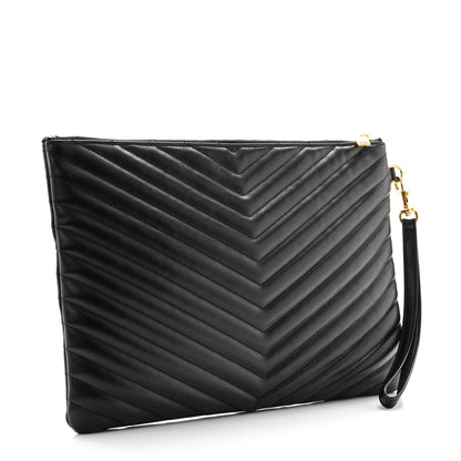 Saint Laurent Calfskin Matelasse Monogram Cassandre Tablet Pouch Black 3 of 9