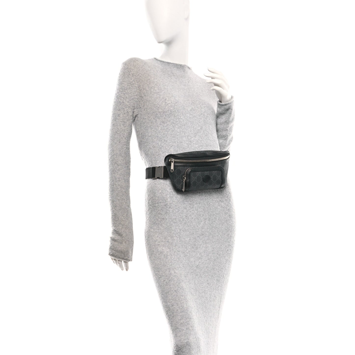 GG Supreme Monogram Textured Calfskin Retro Interlocking G Belt Bag Black