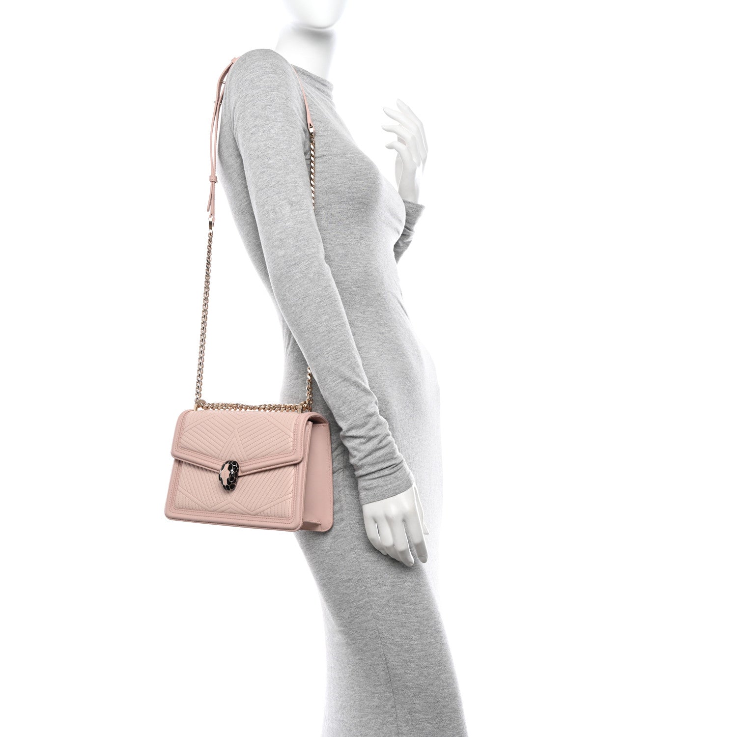 Bulgari Nappa Quilted Calfskin Serpenti Forever Diamond Blast Shoulder Bag Crystal Rose 2 of 13