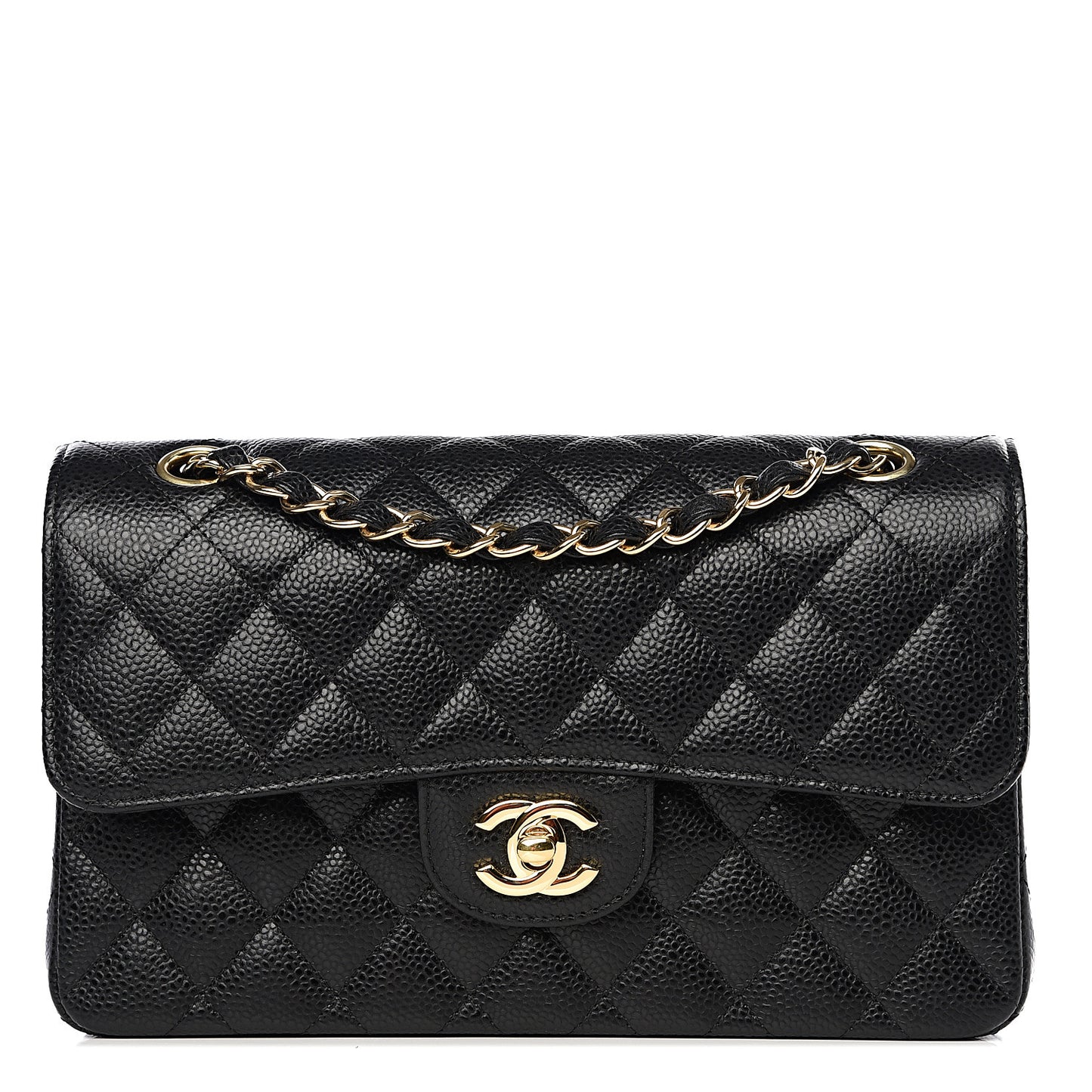 Caviar Quilted Small Double Flap Black