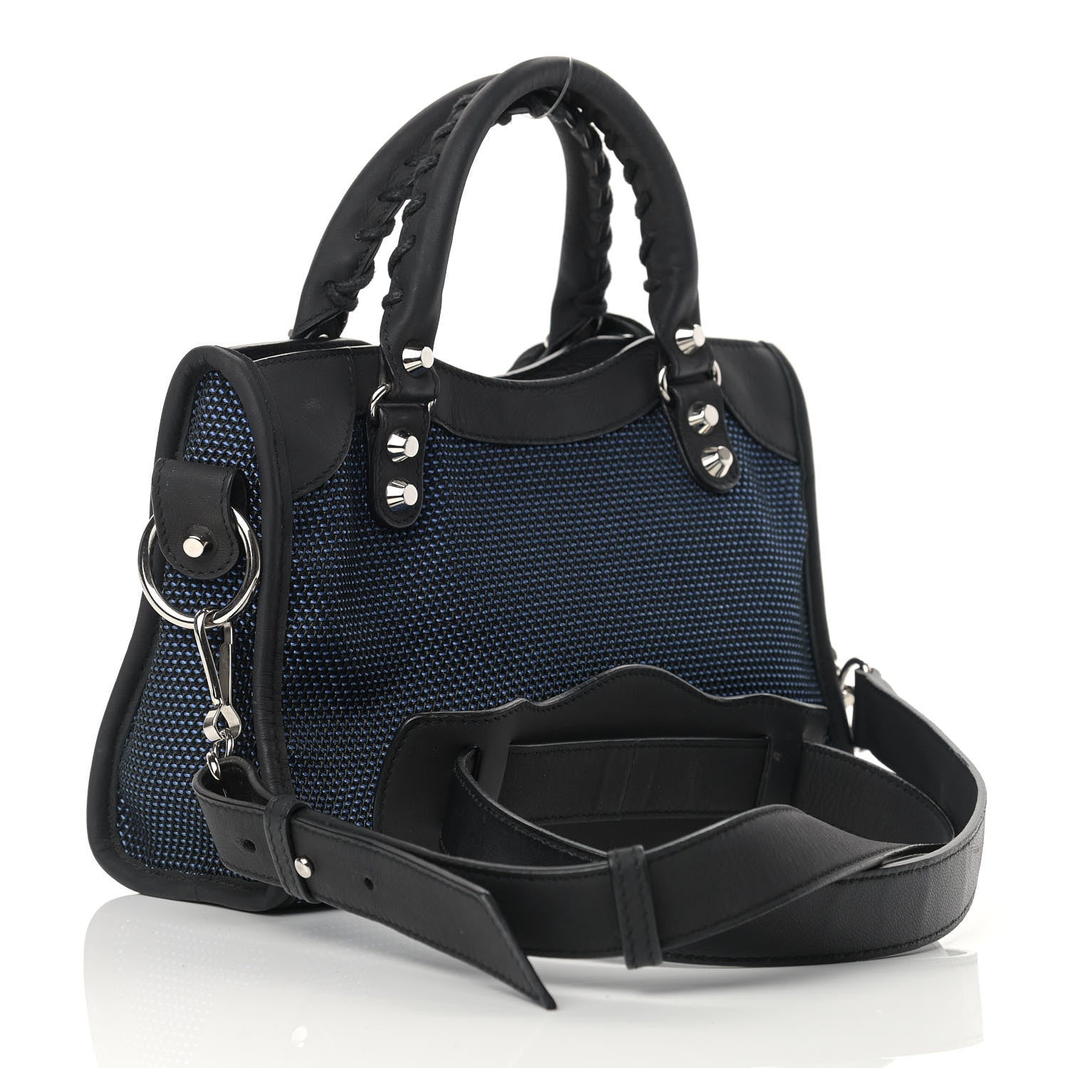 Balenciaga Mesh Agneau Arena Classic Silver Hardware Mini City Black Navy Orange 2 of 11