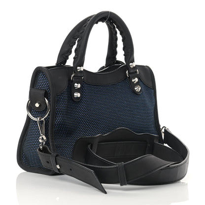 Balenciaga Mesh Agneau Arena Classic Silver Hardware Mini City Black Navy Orange 2 of 11