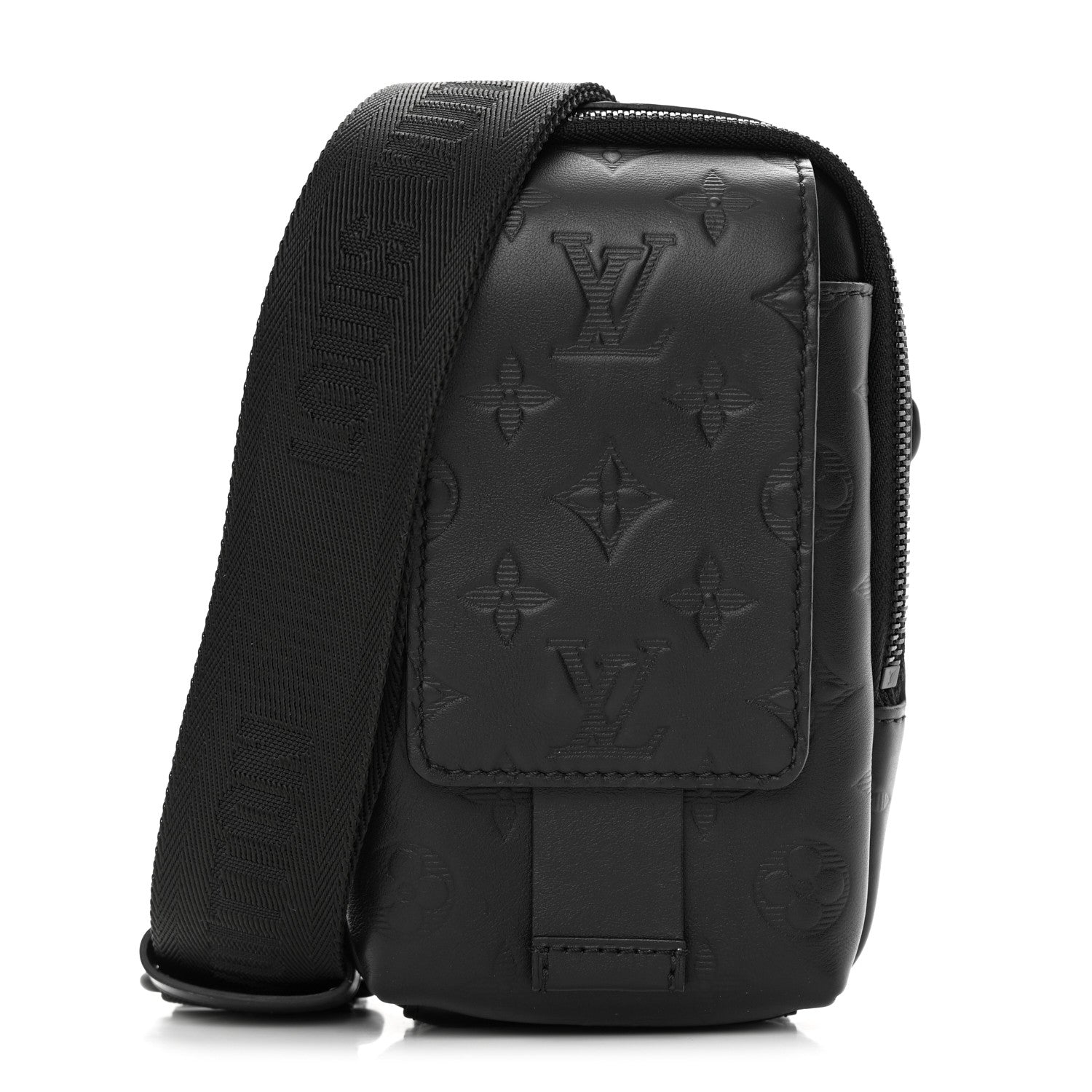 Louis Vuitton Calfskin Monogram Shadow Double Phone Pouch NM Black 1 of 10