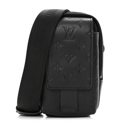 Louis Vuitton Calfskin Monogram Shadow Double Phone Pouch NM Black 1 of 10