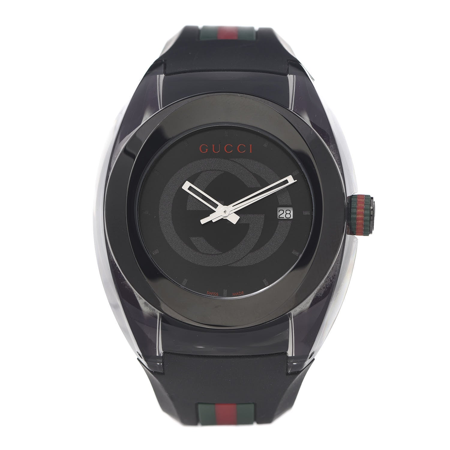 Gucci Stainless Steel Rubber 46mm Sync Web Quartz Watch Black 1 of 6