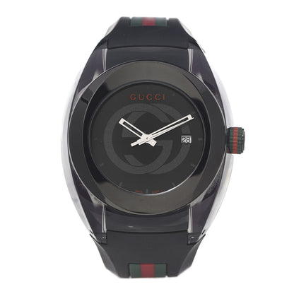Gucci Stainless Steel Rubber 46mm Sync Web Quartz Watch Black 1 of 6