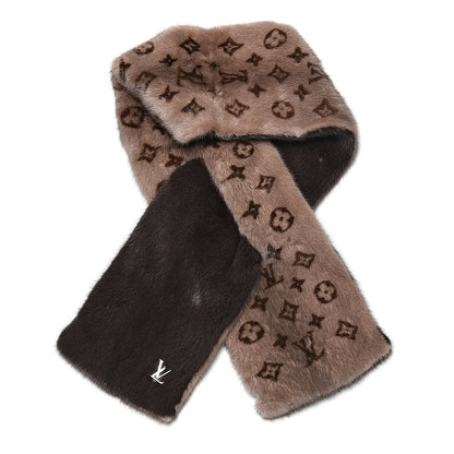 Louis Vuitton Monogram Vison Fur Scarf Stole Wrap Beige 1 of 3