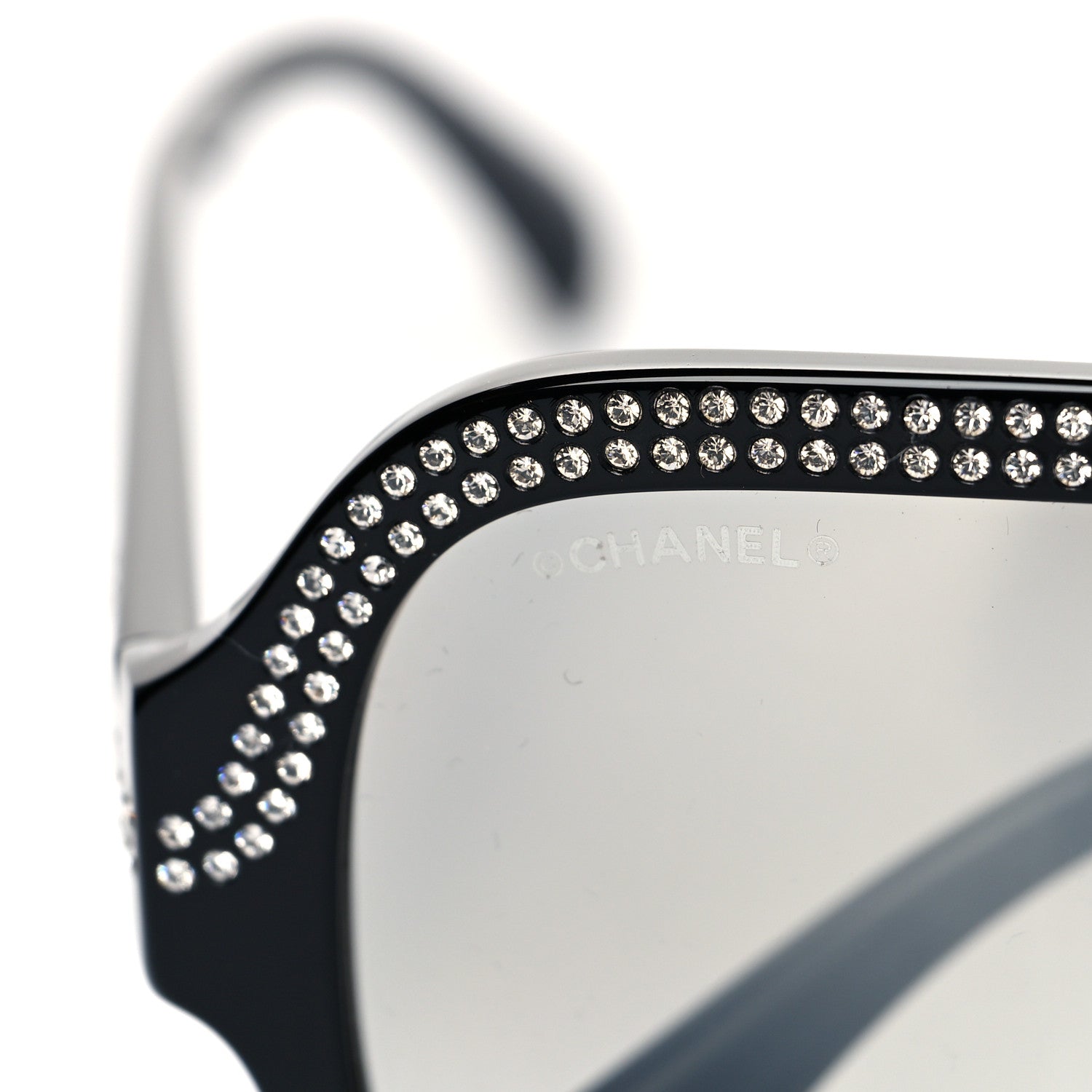 Chanel Crystal CC Shield Sunglasses 71432A Black Silver 7 of 9