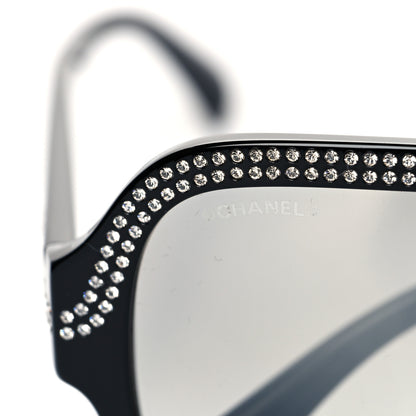 Chanel Crystal CC Shield Sunglasses 71432A Black Silver 7 of 9