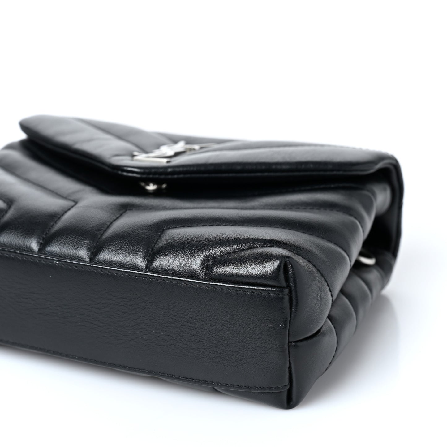 Calfskin Y Quilted Monogram Toy Loulou Crossbody Bag Black