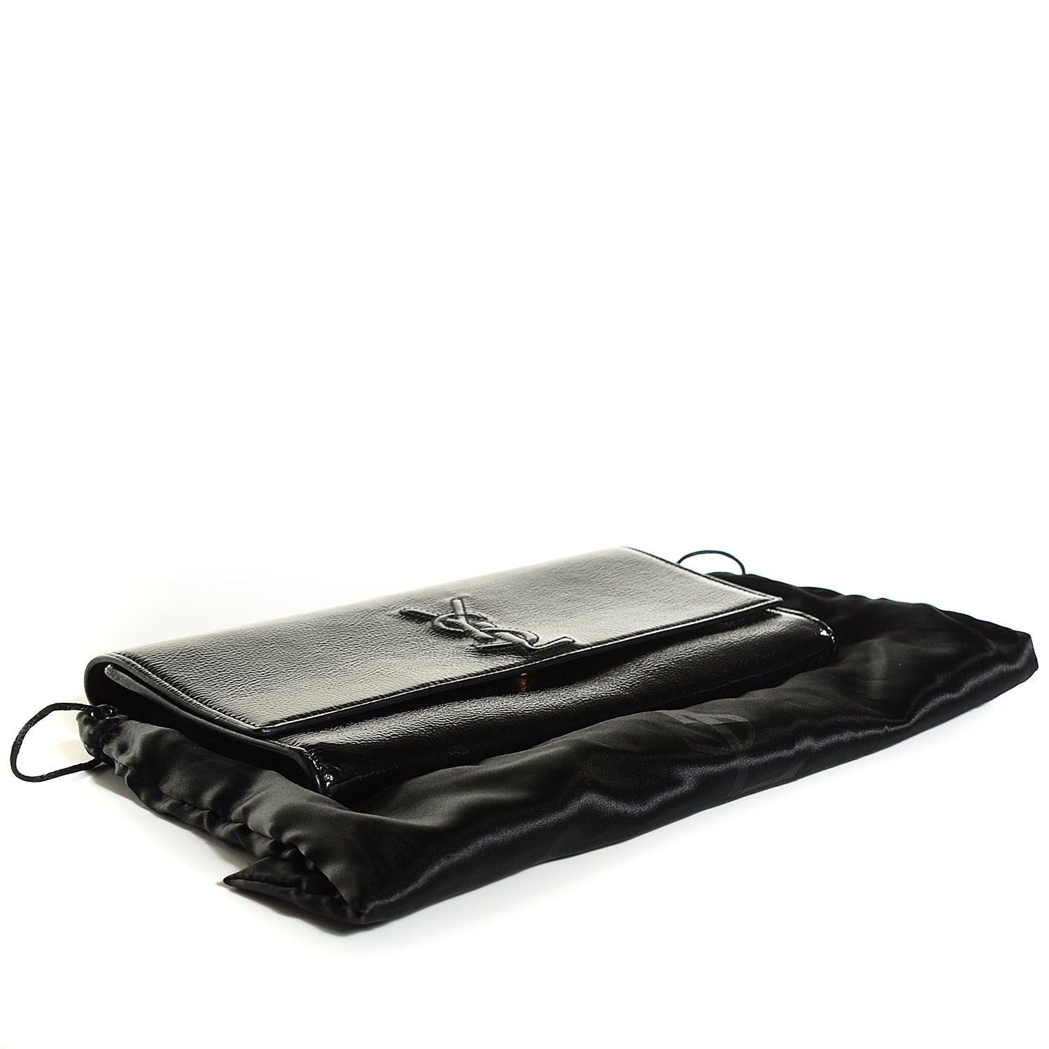 Saint Laurent Textured Patent Monogram Small Belle De Jour Clutch Black 4 of 7