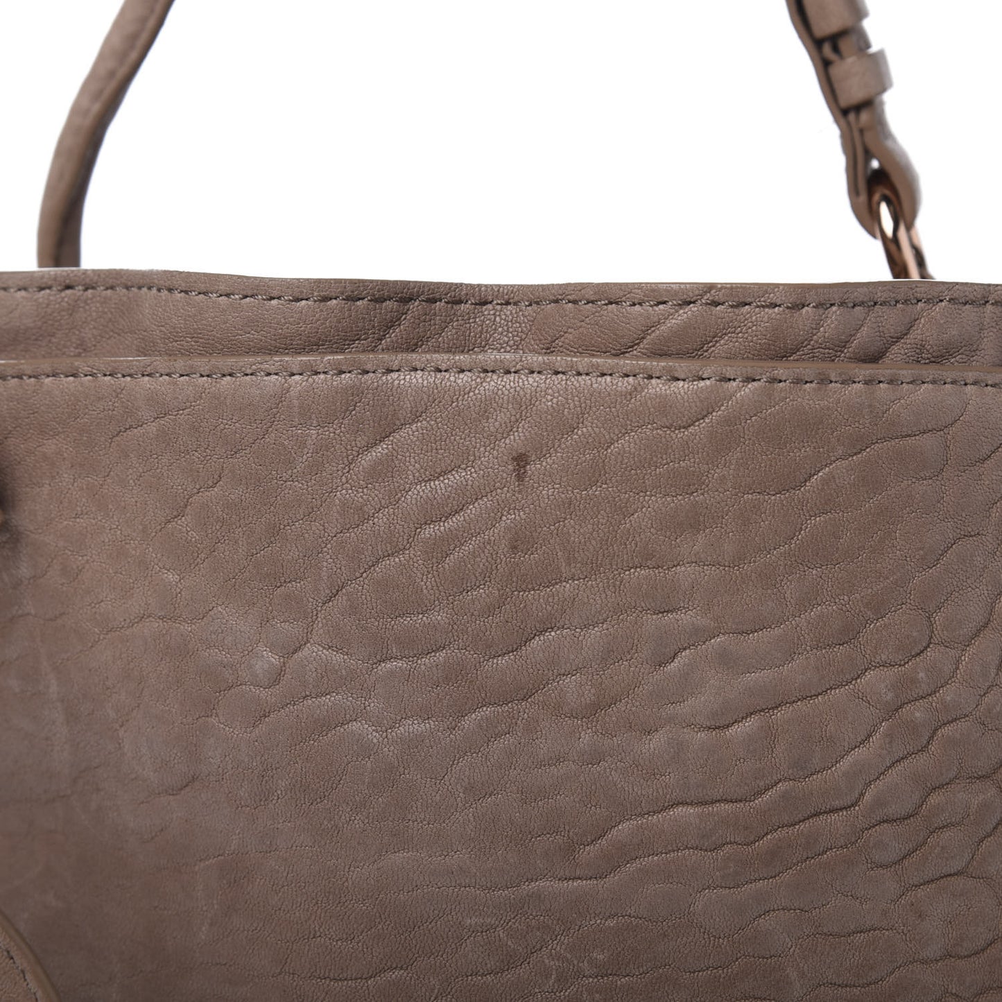 Pebbled Lambskin Diego Bucket Bag Latte