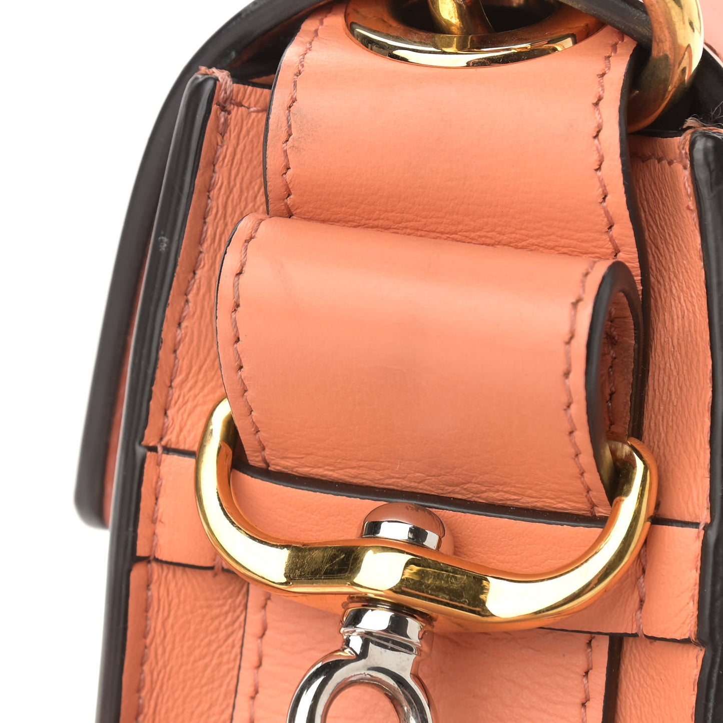 Patent Calfskin Suede Small Tess Bag Autumnal Brown