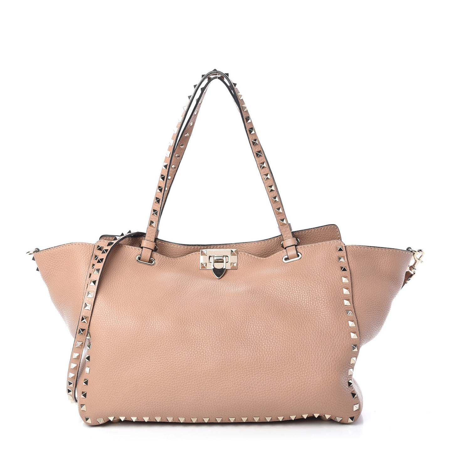 Pebbled Calfskin Medium Rockstud Tote Skin Sorbet