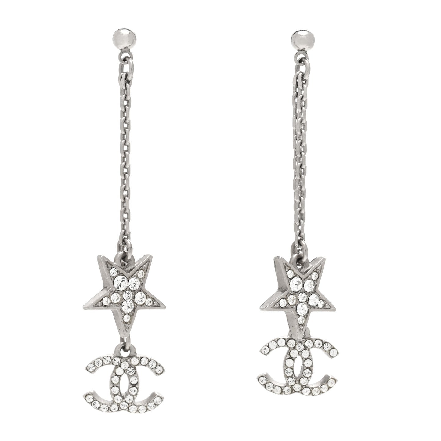 Glitter Resin CC Star Drop Earrings Silver