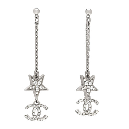 Chanel Glitter Resin CC Star Drop Earrings Silver 1 of 4