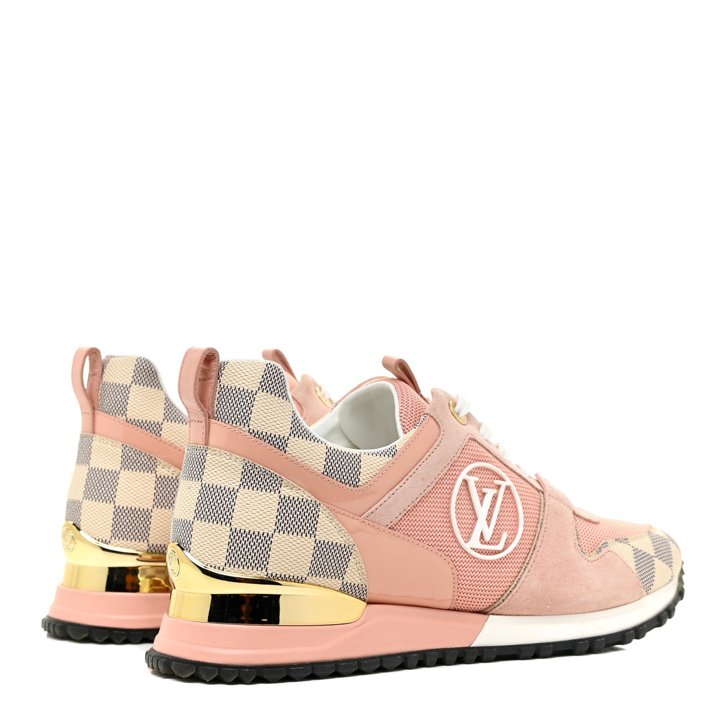 Suede Damier Azur Run Away Sneakers 40 Pink