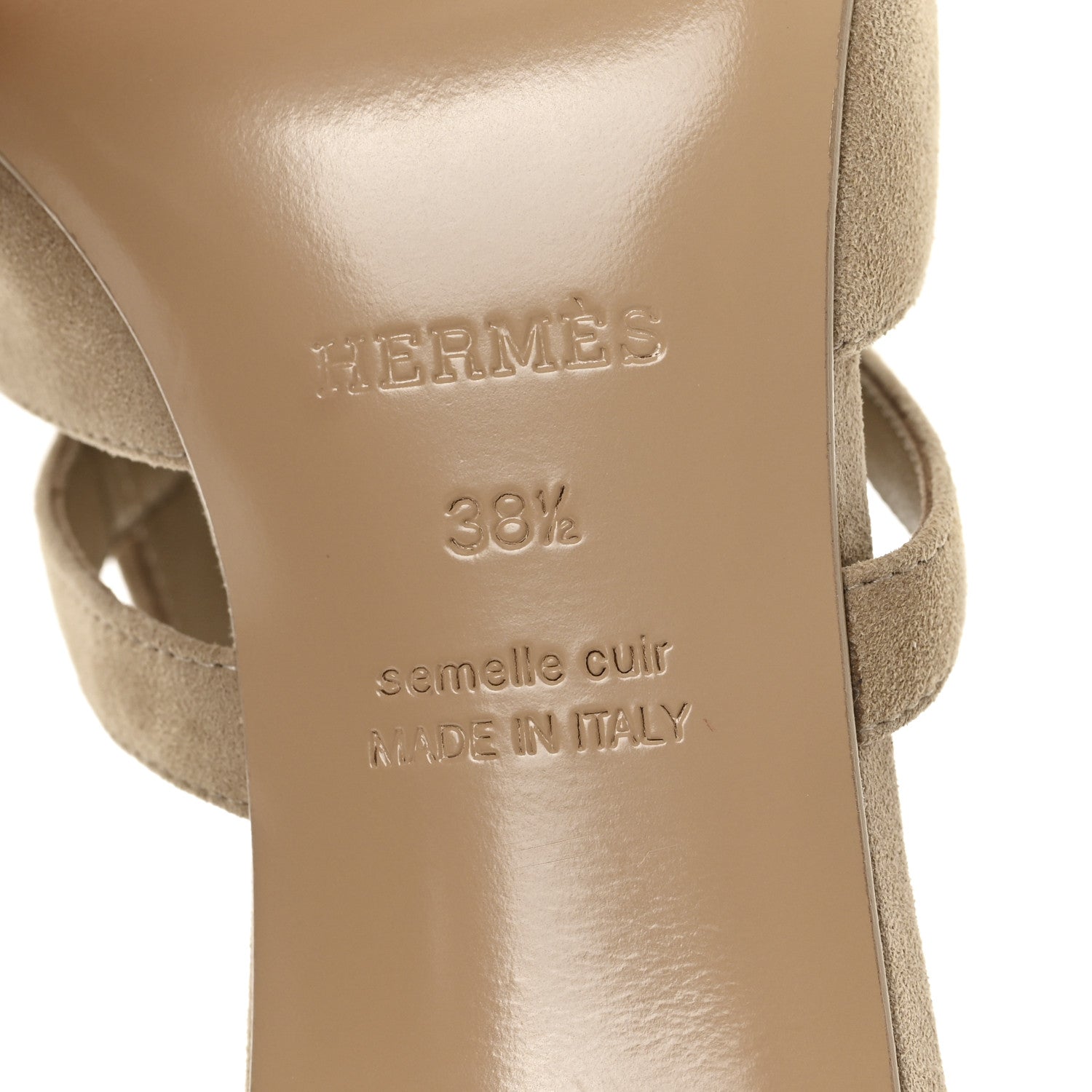 Hermes Suede Goatskin Satin Cute Sandals 38.5 Beige Argile 7 of 9