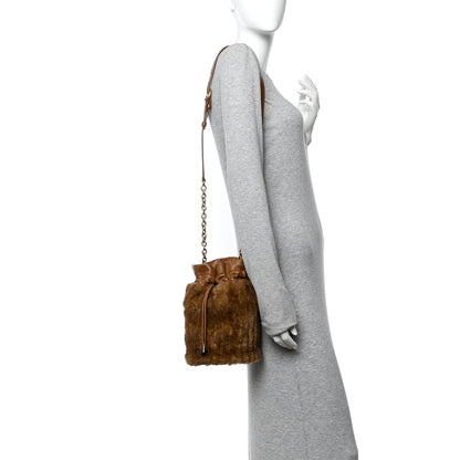 Saint Laurent Faux Fur Lambskin Bucket Bag Brown Chocolate 2 of 10