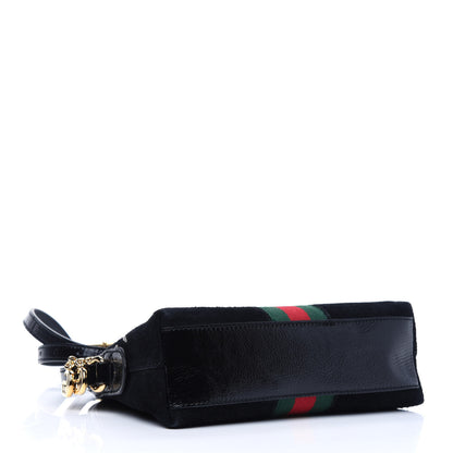 Gucci Suede Patent Web GG Small Ophidia Dome Shoulder Bag Black 3 of 15