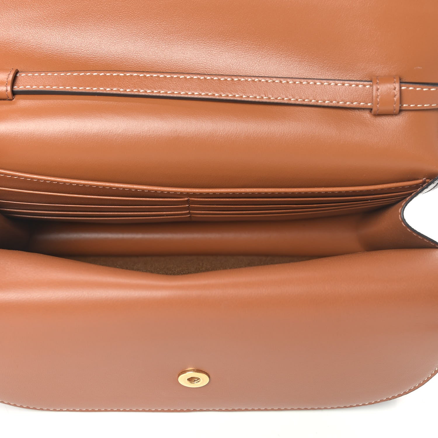Celine Triomphe Canvas Lambskin Wallet On Strap Tan 5 of 11
