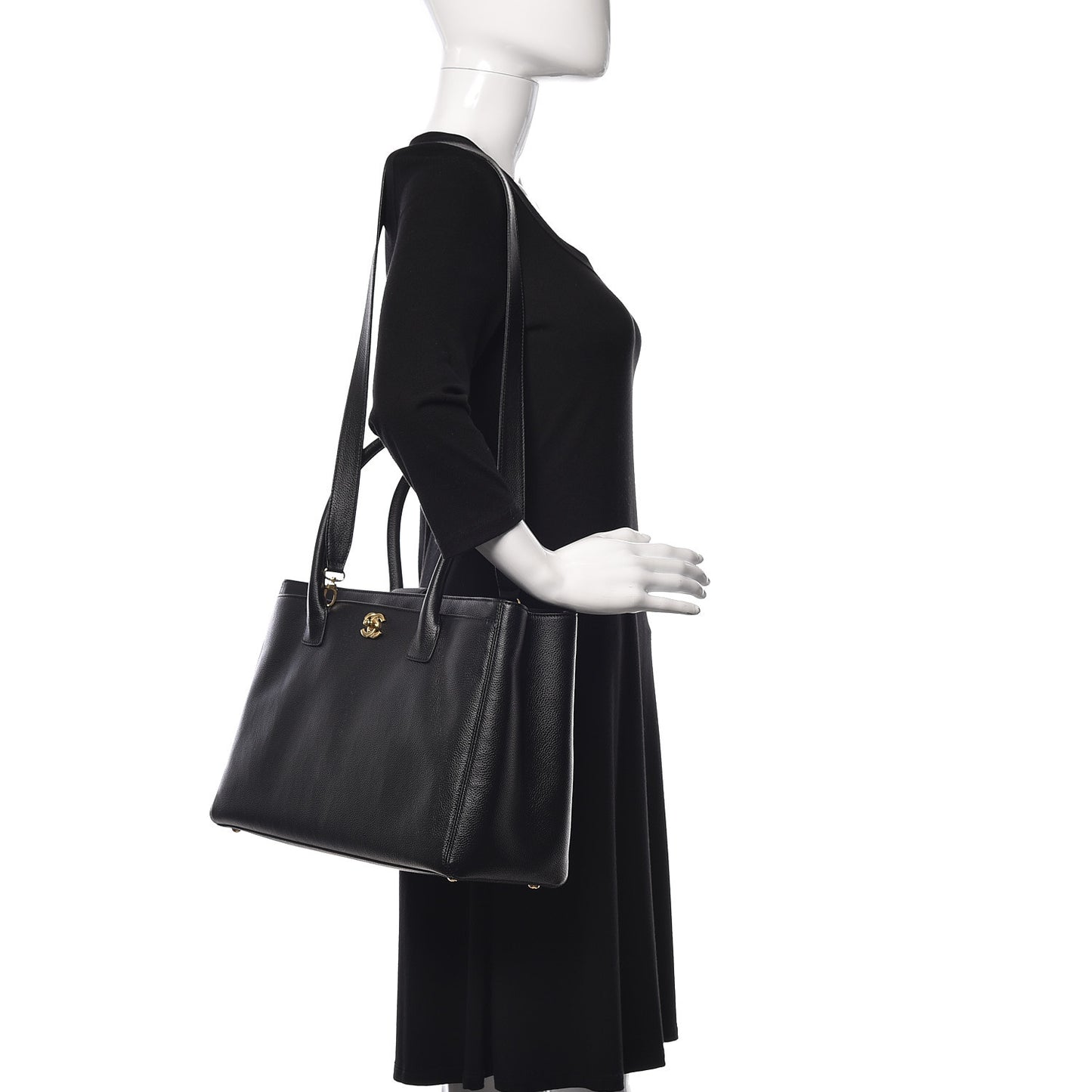 Calfskin Cerf Shopper Tote Black