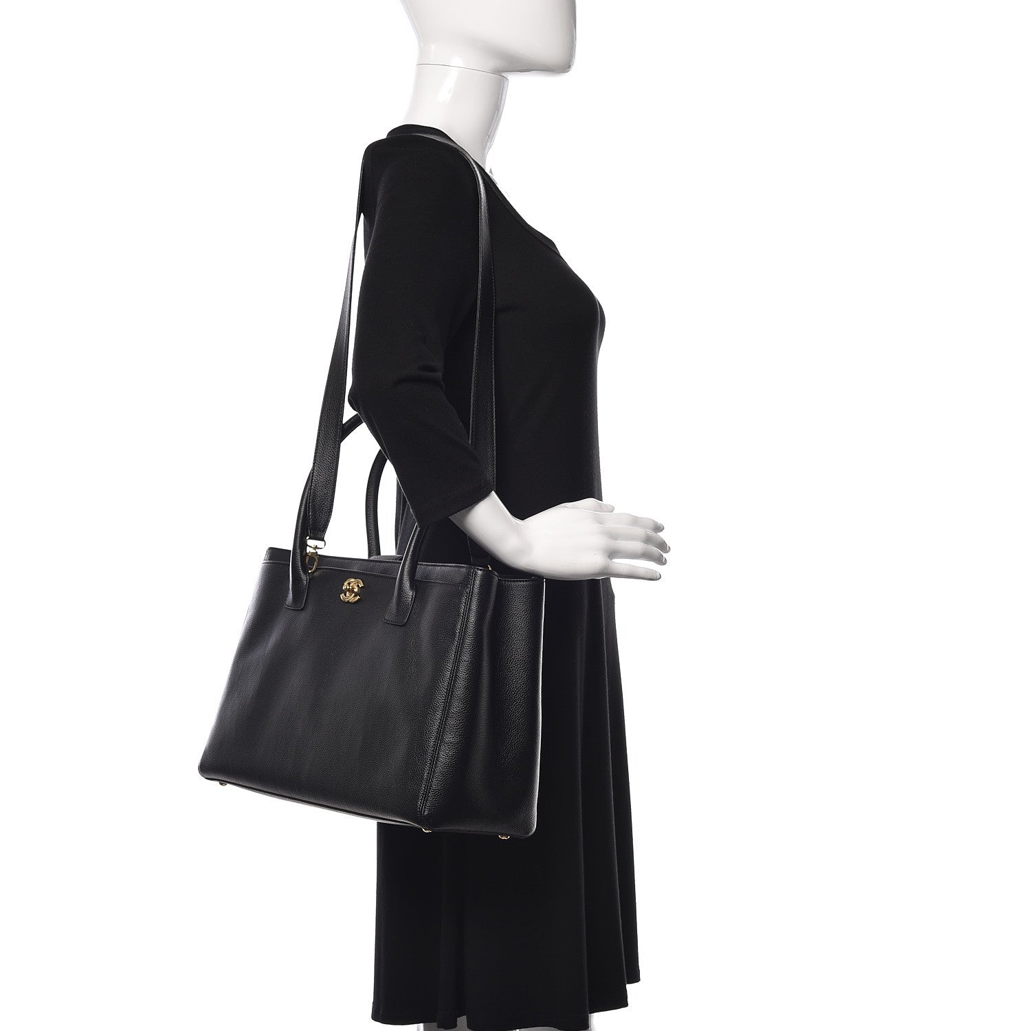 Chanel Calfskin Cerf Shopper Tote Black 2 of 10