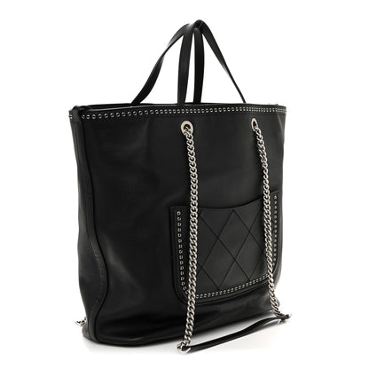 Chanel Calfskin Large Coco Eyelets Shopping Tote Black 3 of 10