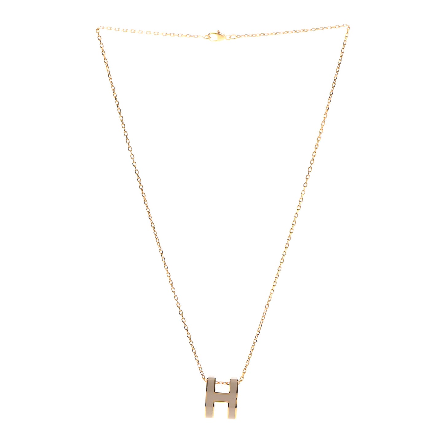 Lacquered Gold Pop H Pendant Necklace Marron Glace