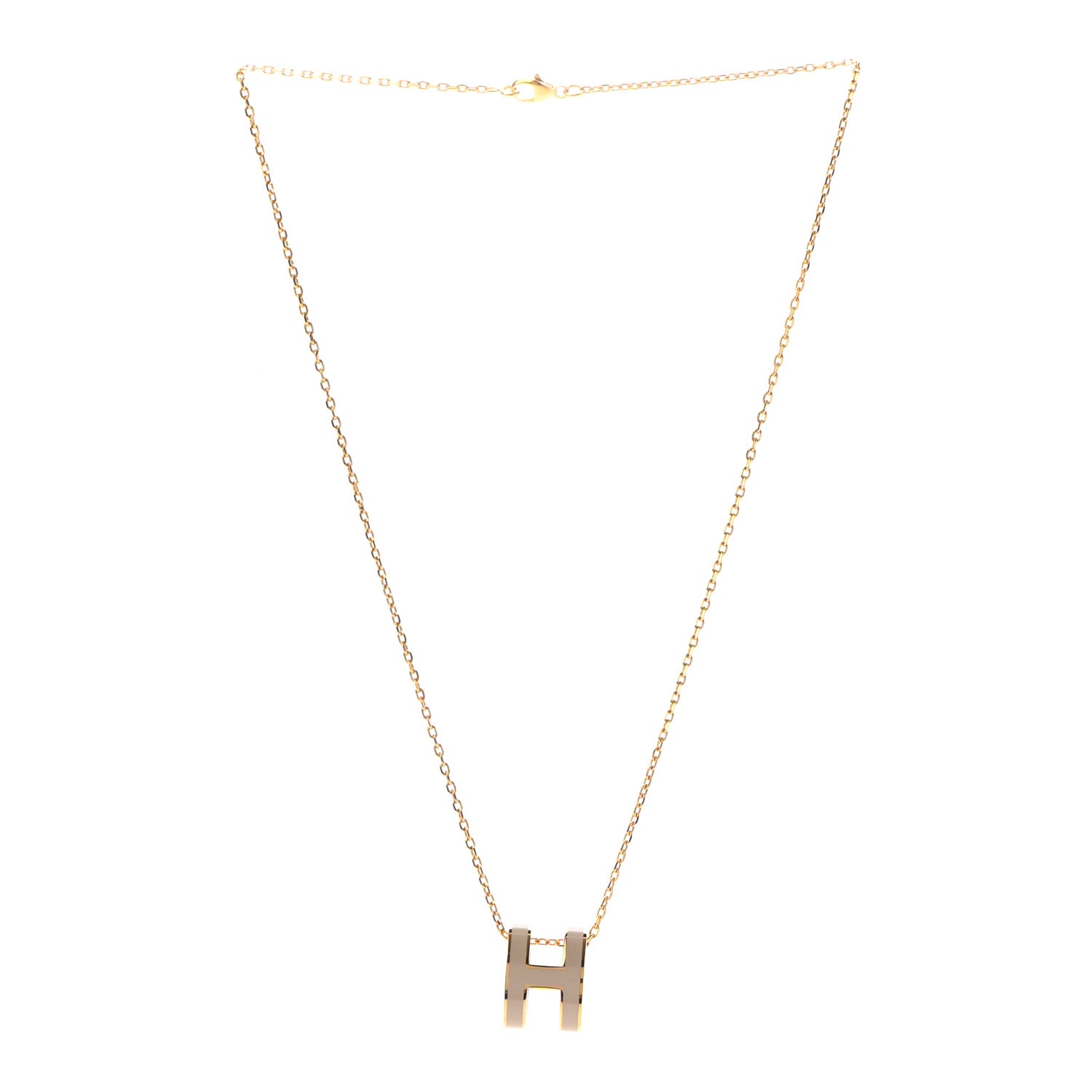 Hermes Lacquered Gold Pop H Pendant Necklace Marron Glace 3 of 6