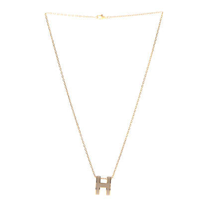 Hermes Lacquered Gold Pop H Pendant Necklace Marron Glace 3 of 6