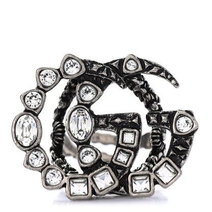 Gucci Crystal Double G Ring 7.5 Aged Silver 1 of 4