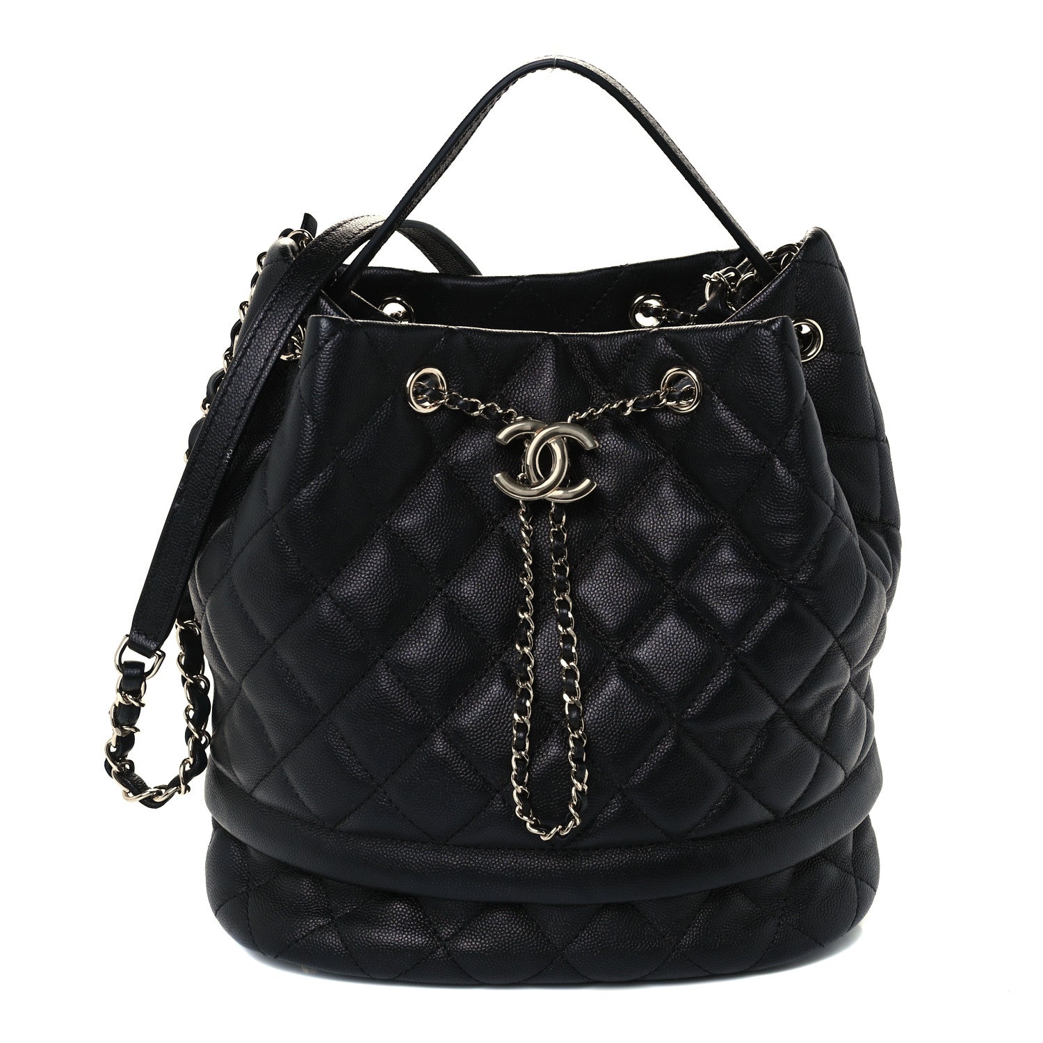 Chanel Caviar Quilted Large Rolled Up Bucket Drawstring Bag Black 1 of 10