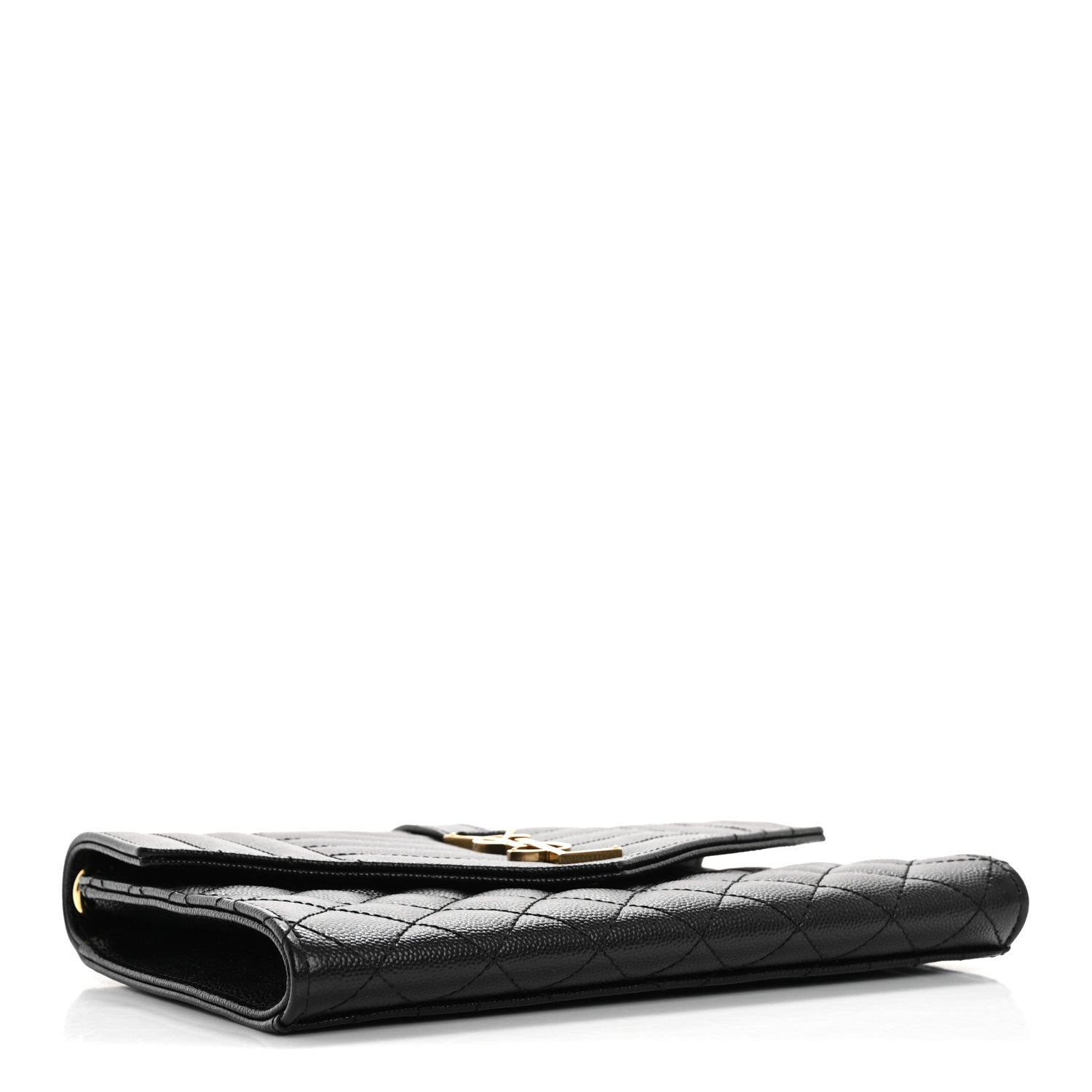 Saint Laurent Grain De Poudre Textured Mixed Matelasse Triquilt Monogram Clutch Black 4 of 11